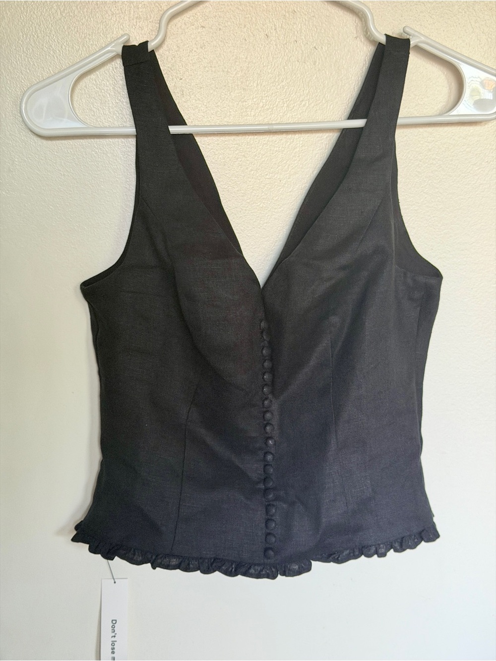 Reformation Black Limen V-Neck Button-Front Top
